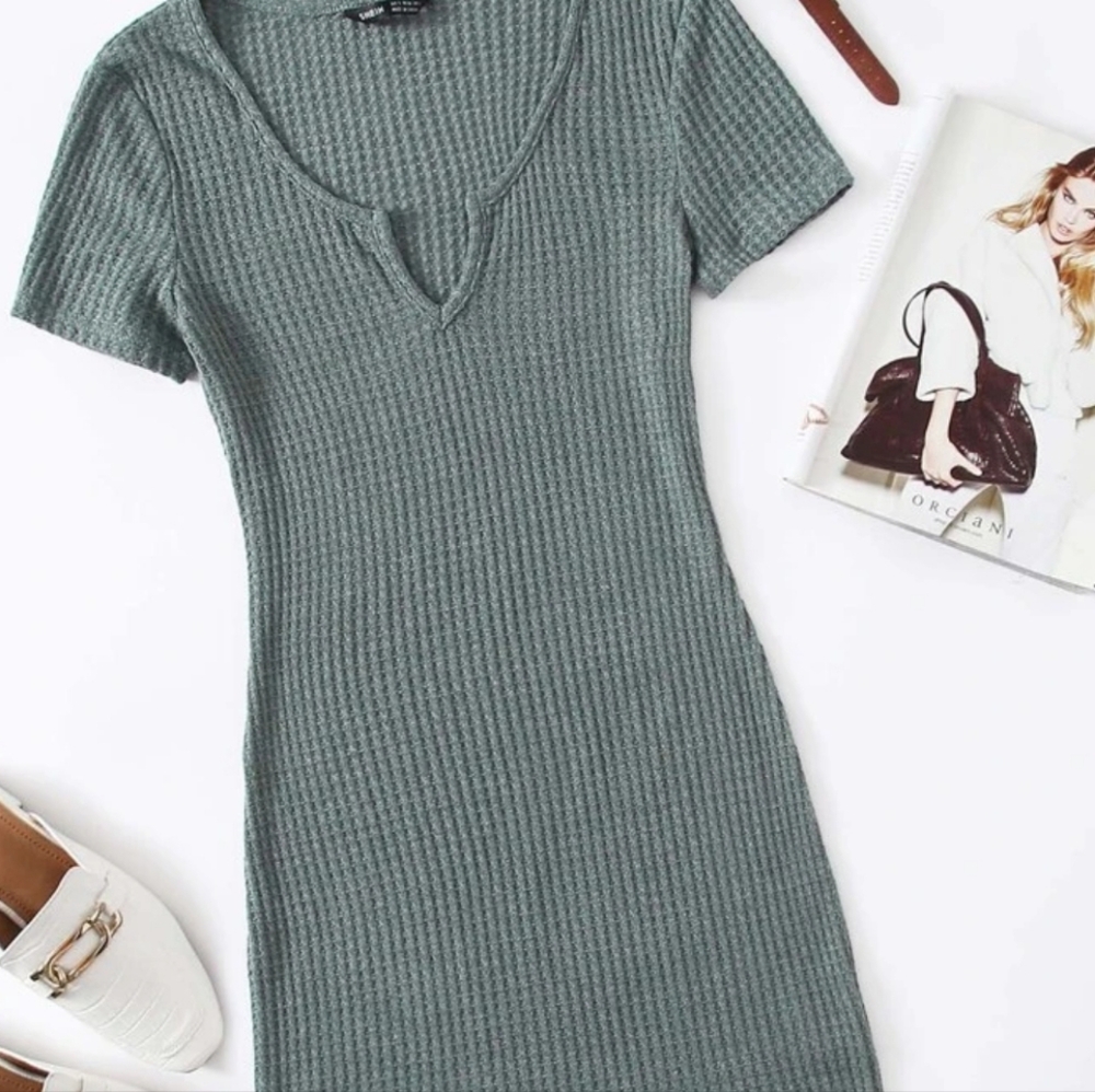 💐 Shein waffle knit dress🍋 🌷 💧 ❄️ 🍂🧁🎀🦄🪻🍍🍓🦉🐧💘